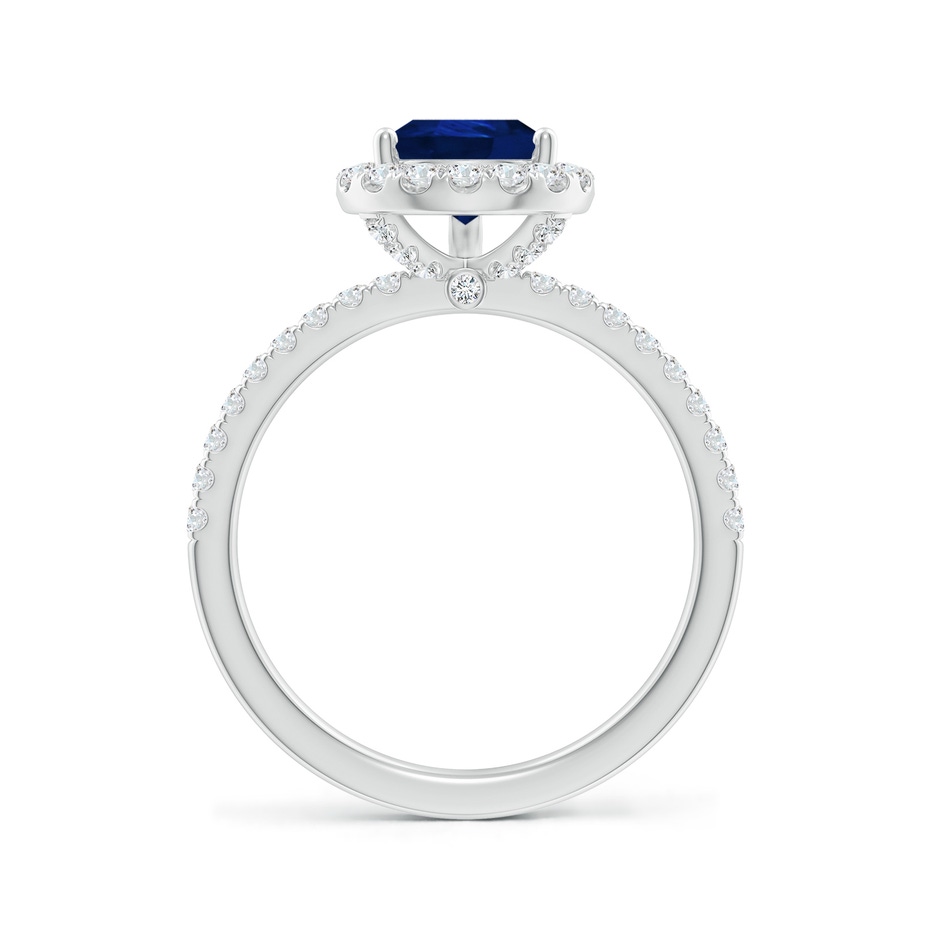 9x7mm AA Pear-Shaped Blue Sapphire Classic Halo Engagement Ring in White Gold side 199