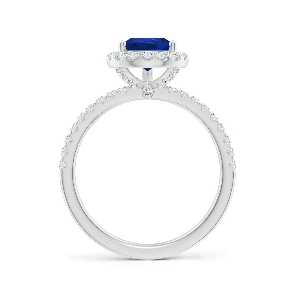 9x7mm AAA Pear-Shaped Blue Sapphire Classic Halo Engagement Ring in White Gold - side 199
