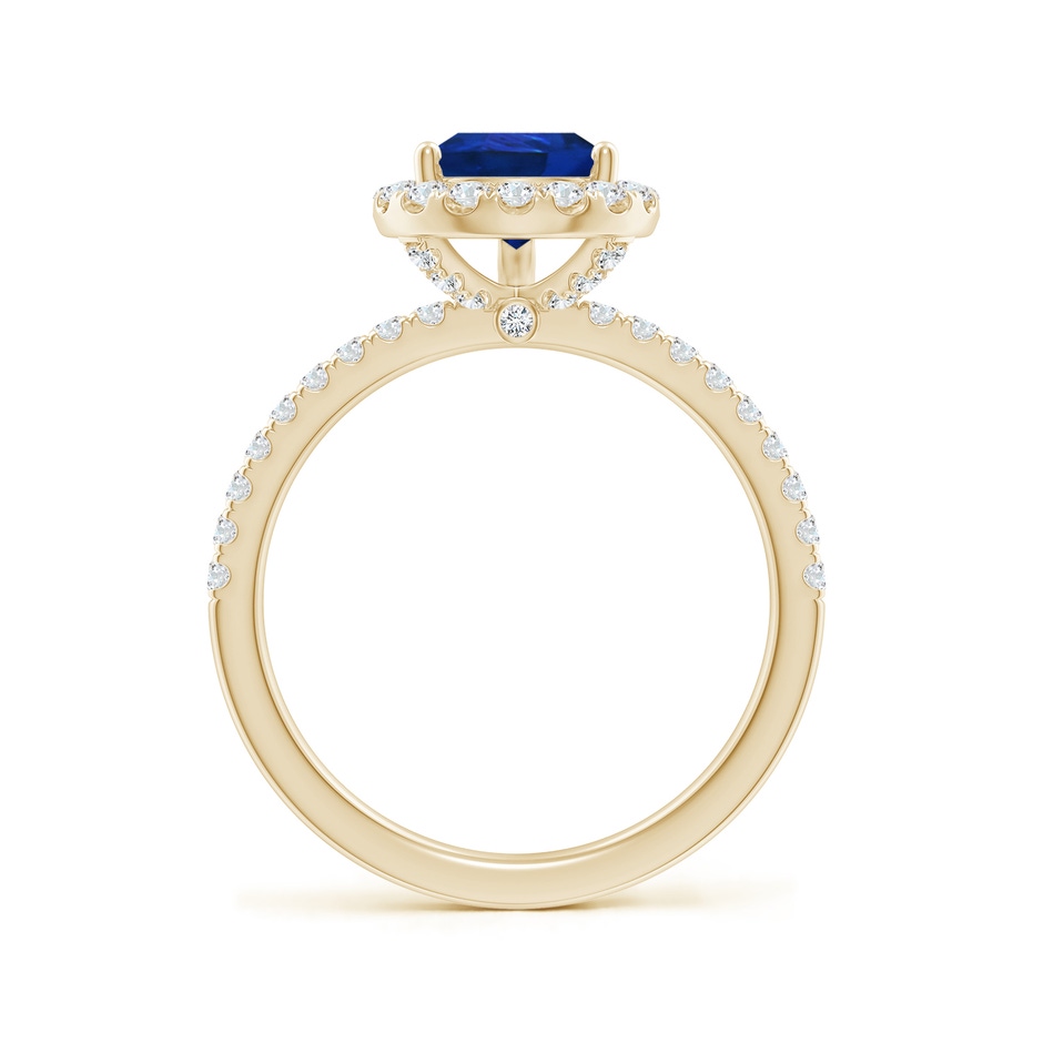 9x7mm AAA Pear-Shaped Blue Sapphire Classic Halo Engagement Ring in Yellow Gold side 199