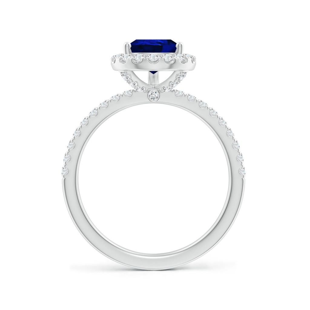 9x7mm Lab-Grown Pear-Shaped Blue Sapphire Classic Halo Engagement Ring in White Gold - side 199