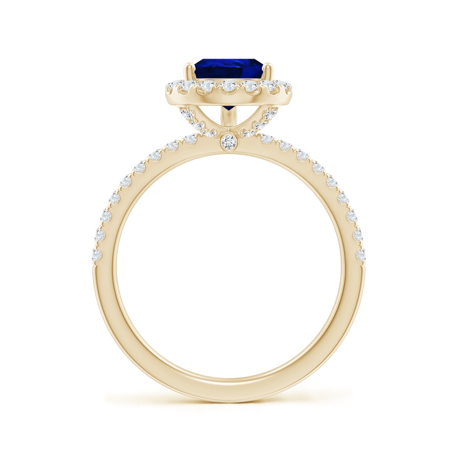 9x7mm AAAA Pear-Shaped Blue Sapphire Classic Halo Engagement Ring in Yellow Gold side 199