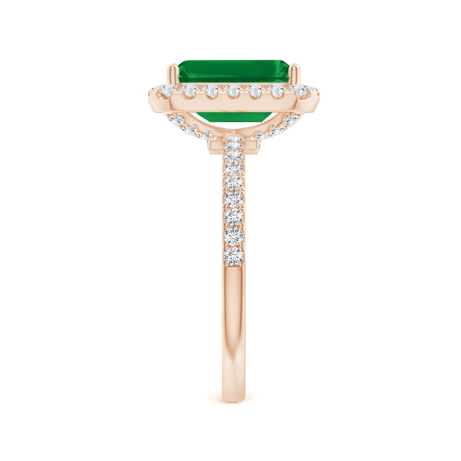 10x8mm AAA Emerald-Cut Emerald Classic Halo Engagement Ring in 18K Rose Gold side 299