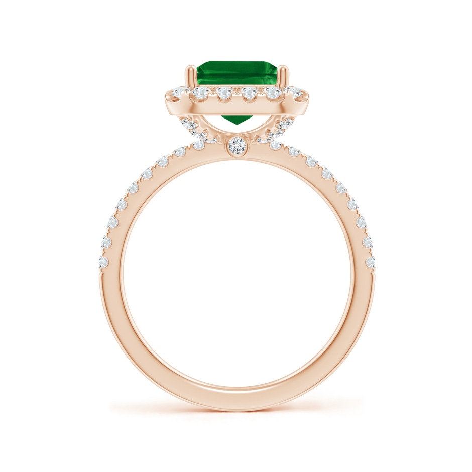 10x8mm AAAA Emerald-Cut Emerald Classic Halo Engagement Ring in Rose Gold side 199