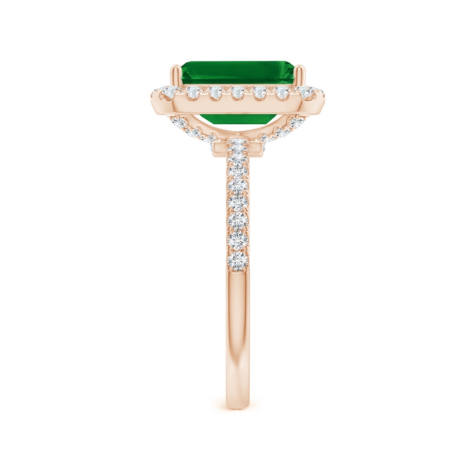 10x8mm AAAA Emerald-Cut Emerald Classic Halo Engagement Ring in Rose Gold side 299