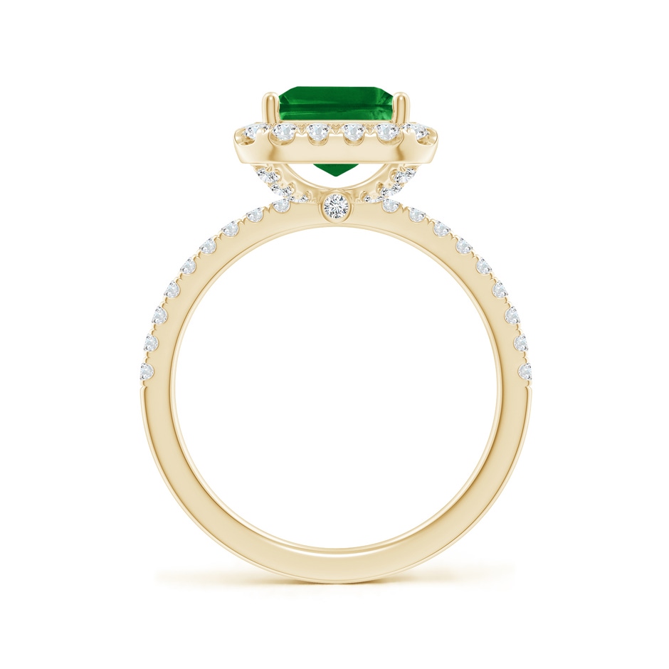 10x8mm AAAA Emerald-Cut Emerald Classic Halo Engagement Ring in Yellow Gold side 199