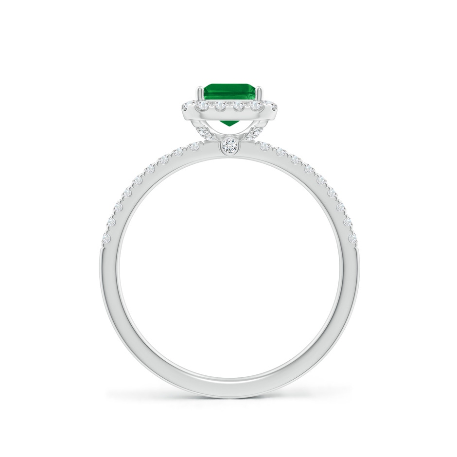 7x5mm AAA Emerald-Cut Emerald Classic Halo Engagement Ring in 18K White Gold side 199