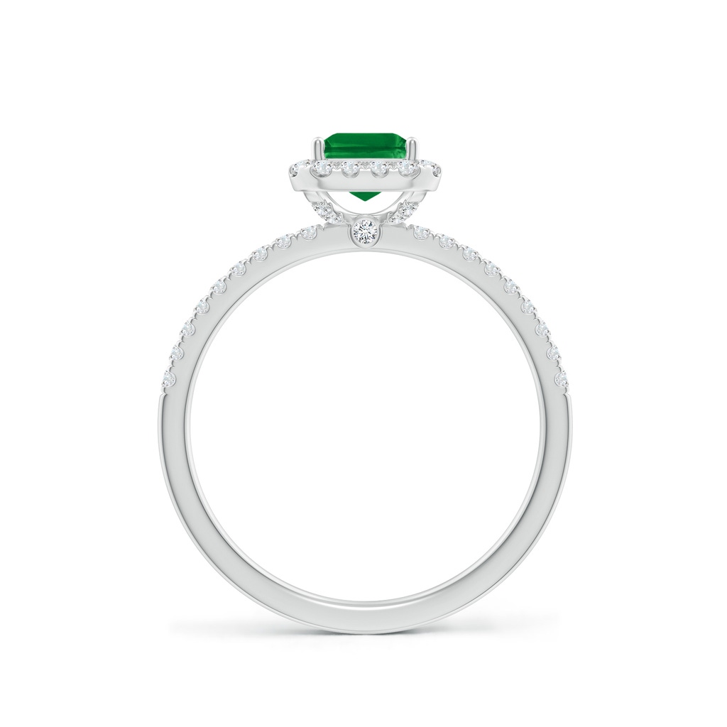 7x5mm AAA Emerald-Cut Emerald Classic Halo Engagement Ring in White Gold - side 199