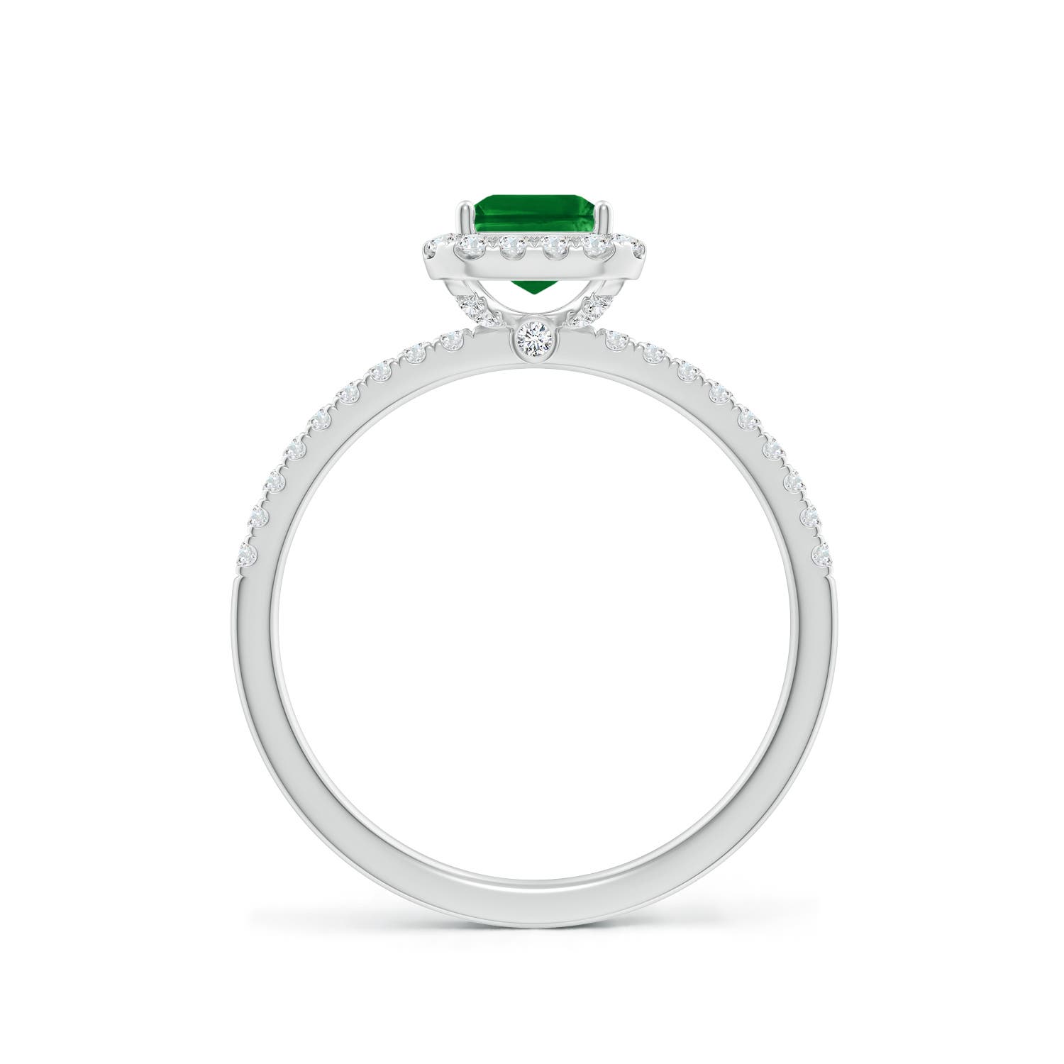 7x5mm AAAA Emerald-Cut Emerald Classic Halo Engagement Ring in P950 Platinum