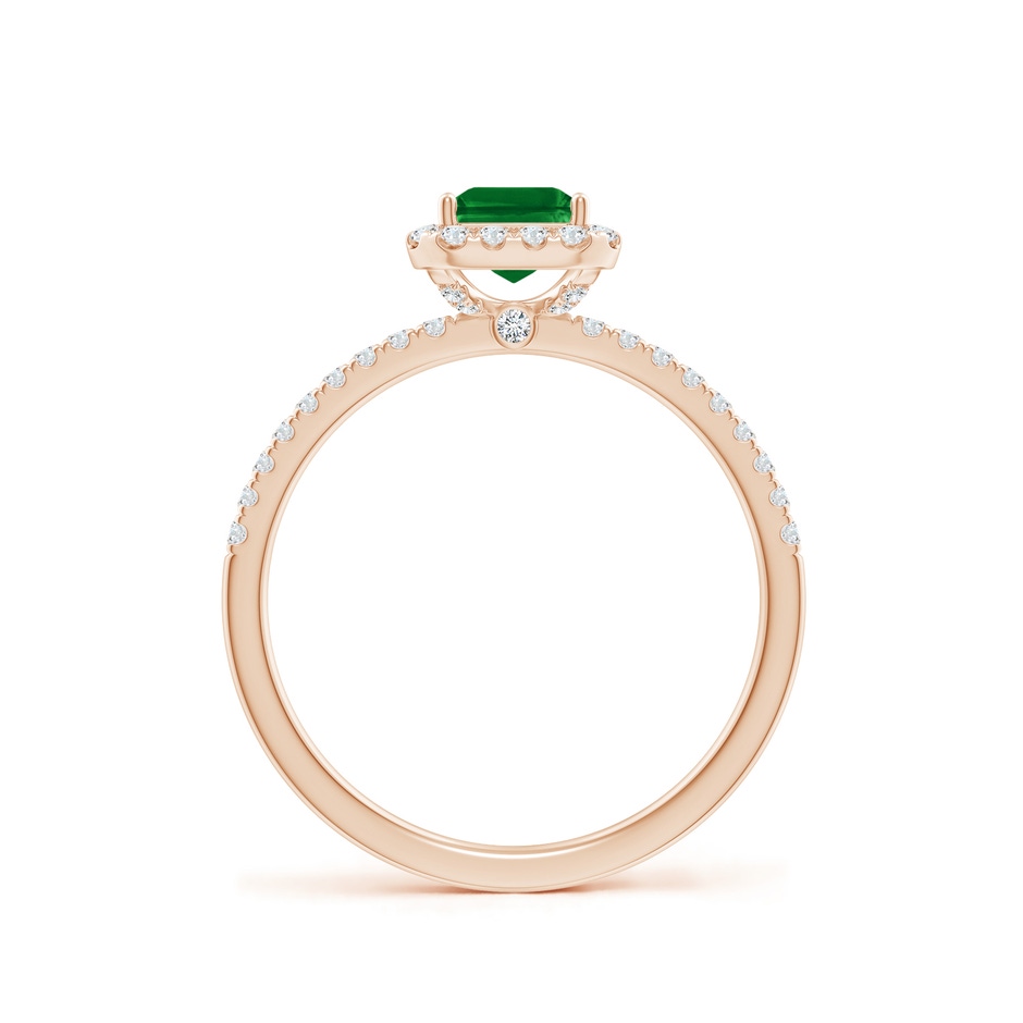 7x5mm AAAA Emerald-Cut Emerald Classic Halo Engagement Ring in Rose Gold side 199
