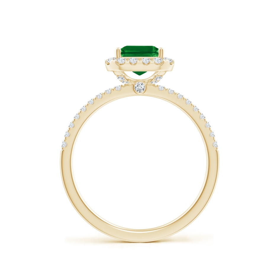 8x6mm AAAA Emerald-Cut Emerald Classic Halo Engagement Ring in Yellow Gold side 199