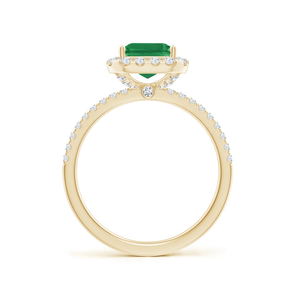 9x7mm AA Emerald-Cut Emerald Classic Halo Engagement Ring in Yellow Gold side 199