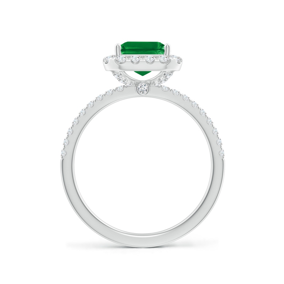 9x7mm AAA Emerald-Cut Emerald Classic Halo Engagement Ring in White Gold side 199