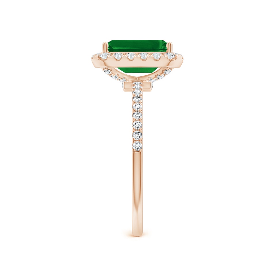 9x7mm AAAA Emerald-Cut Emerald Classic Halo Engagement Ring in 18K Rose Gold side 299