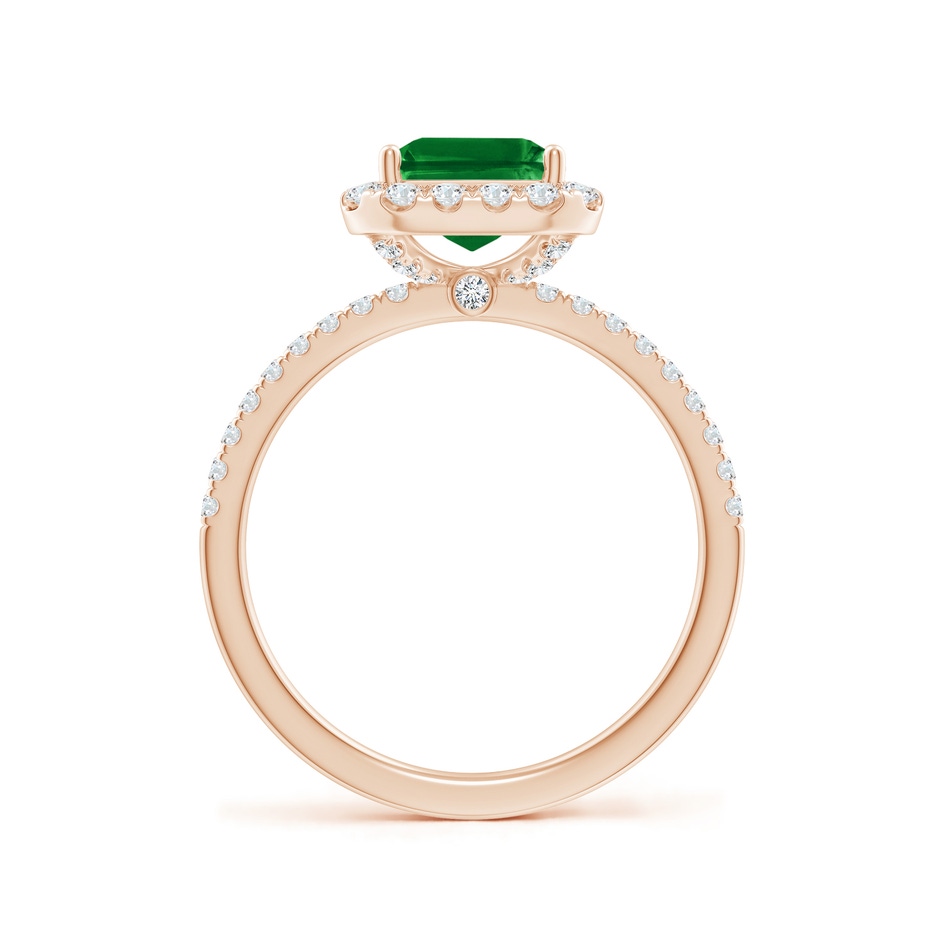 9x7mm AAAA Emerald-Cut Emerald Classic Halo Engagement Ring in Rose Gold side 199