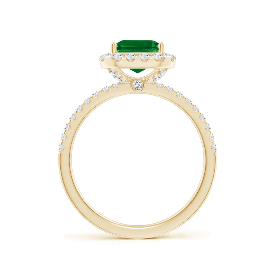 9x7mm AAAA Emerald-Cut Emerald Classic Halo Engagement Ring in Yellow Gold side 199