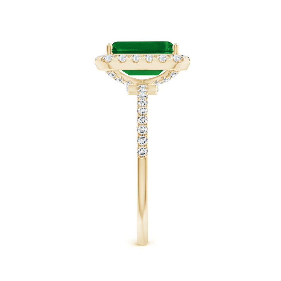 9x7mm AAAA Emerald-Cut Emerald Classic Halo Engagement Ring in Yellow Gold side 299