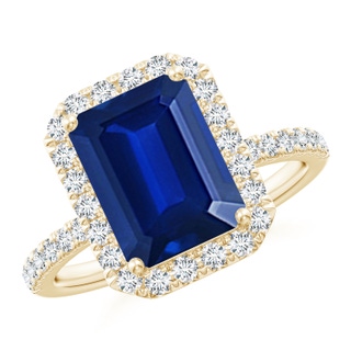 Emerald Cut Lab-Grown Lab Grown Blue Sapphire