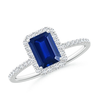 Emerald Cut Lab-Grown Lab Grown Blue Sapphire