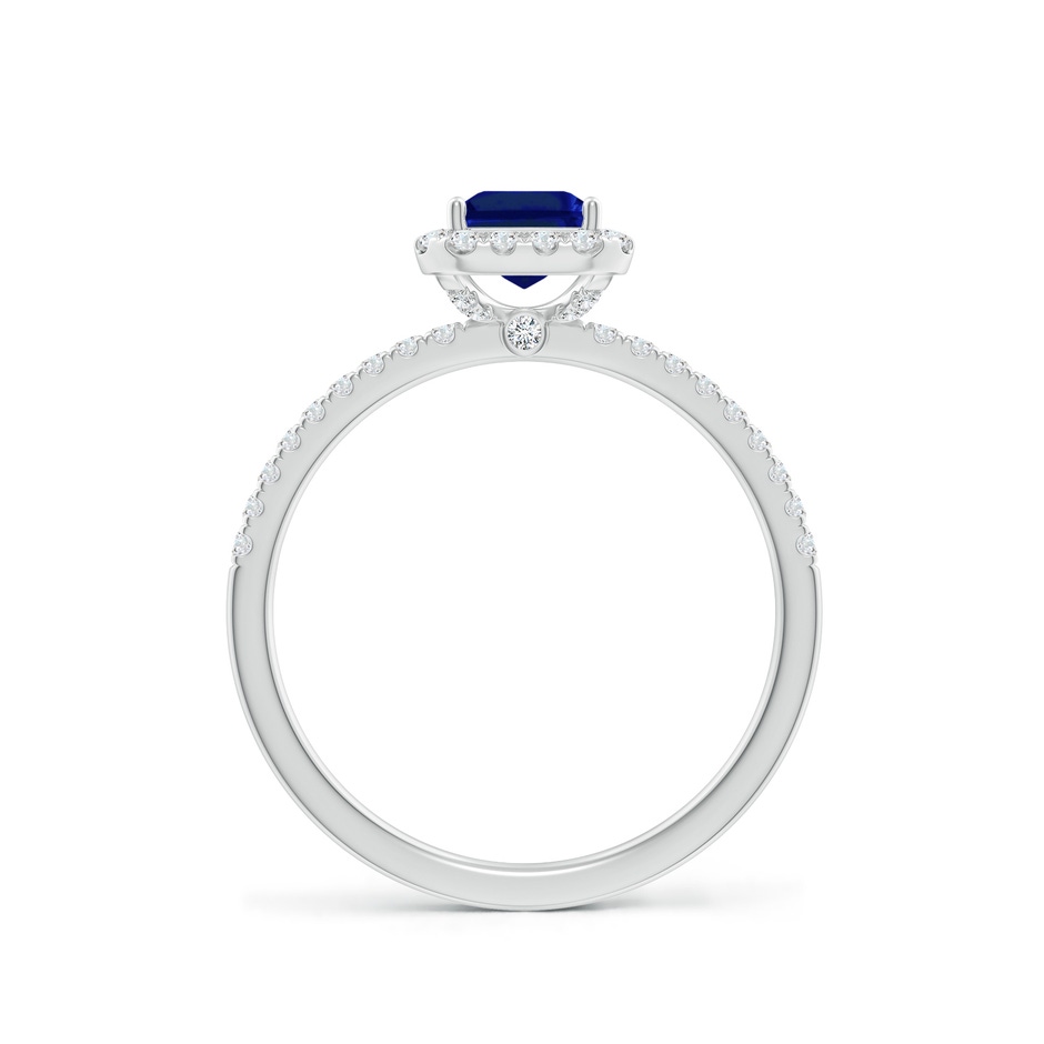 7x5mm Lab-Grown Emerald-Cut Blue Sapphire Classic Halo Engagement Ring in White Gold side 199