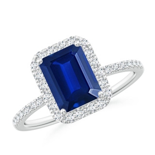 Emerald Cut Lab-Grown Lab Grown Blue Sapphire