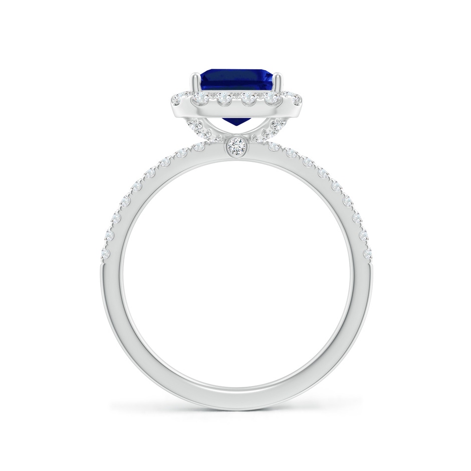 9x7mm Lab-Grown Emerald-Cut Blue Sapphire Classic Halo Engagement Ring in White Gold side 199