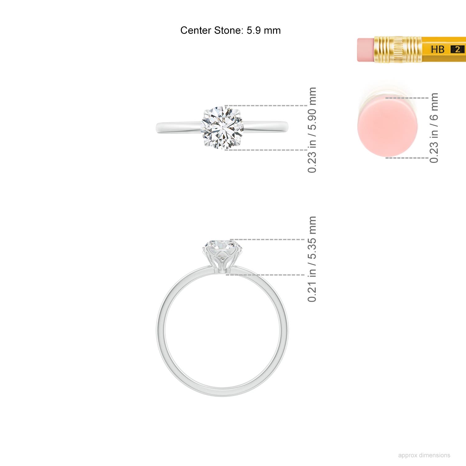 5.9mm HSI2 SR4520D-WG-HSI2-5.9 in White Gold - ruler