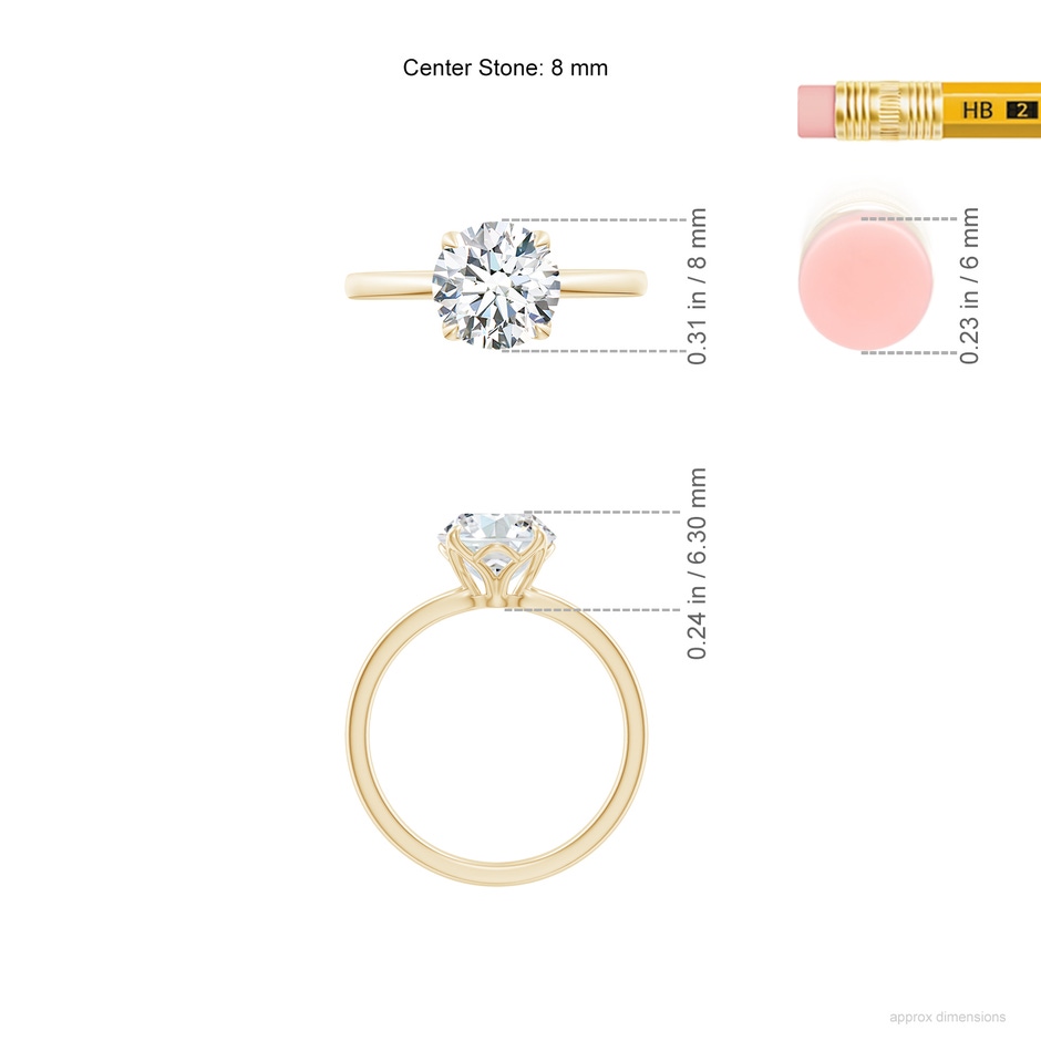 8mm GVS2 SR4520D-YG-GVS2-8 in Yellow Gold ruler