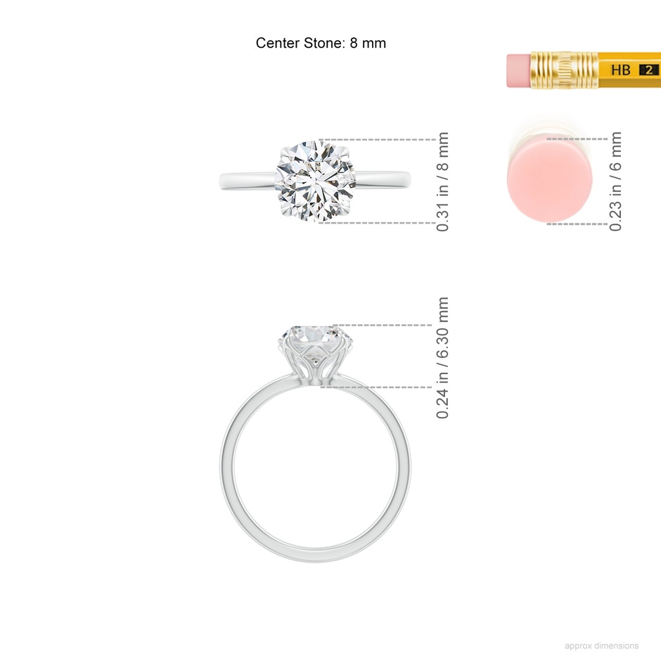 8mm HSI2 SR4520D-WG-HSI2-8 in White Gold ruler