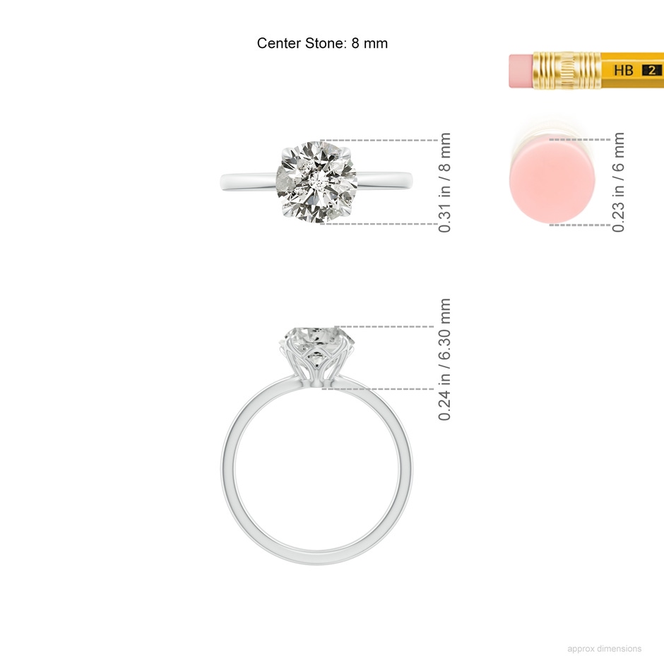 8mm KI3 SR4520D-WG-KI3-8 in White Gold ruler