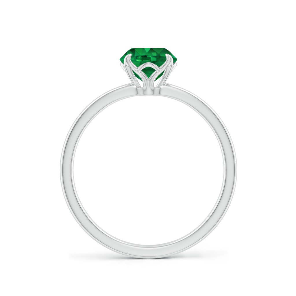 6.5mm AAA Solitaire Round Emerald Classic Engagement Ring in White Gold - side 199