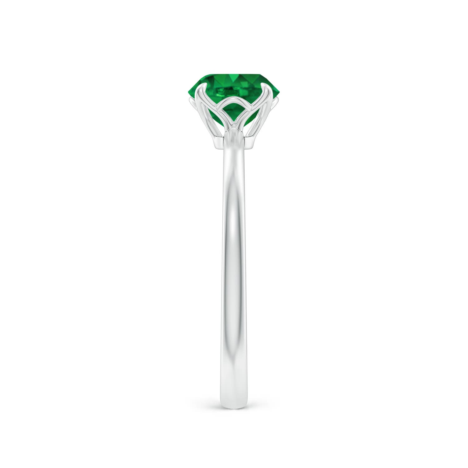 6.5mm AAA Solitaire Round Emerald Classic Engagement Ring in White Gold - side 3