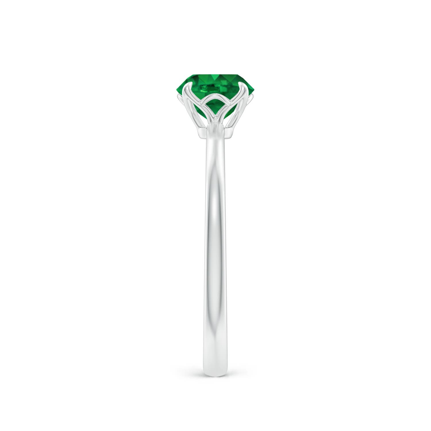 6mm AAA Solitaire Round Emerald Classic Engagement Ring in 18K White Gold - side 3