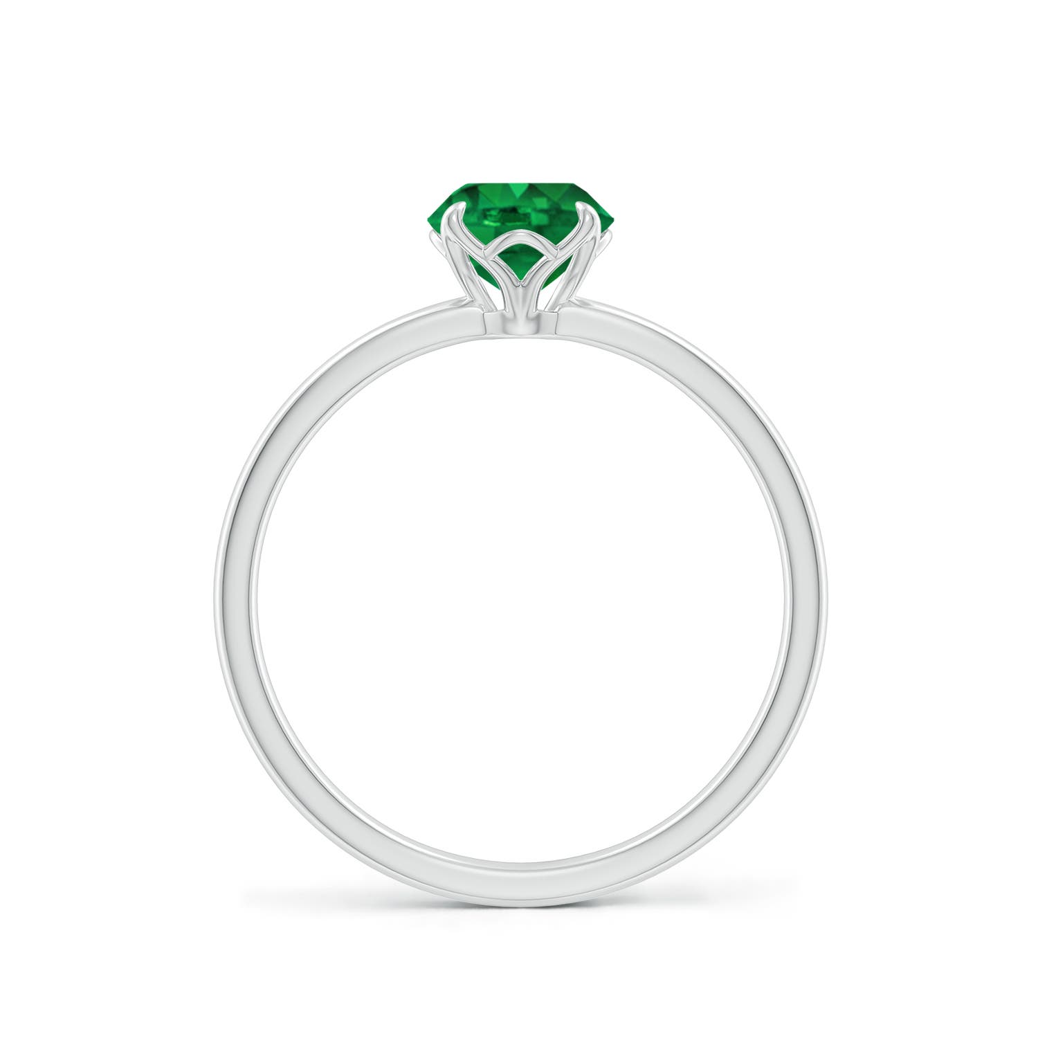 6mm AAA Solitaire Round Emerald Classic Engagement Ring in White Gold