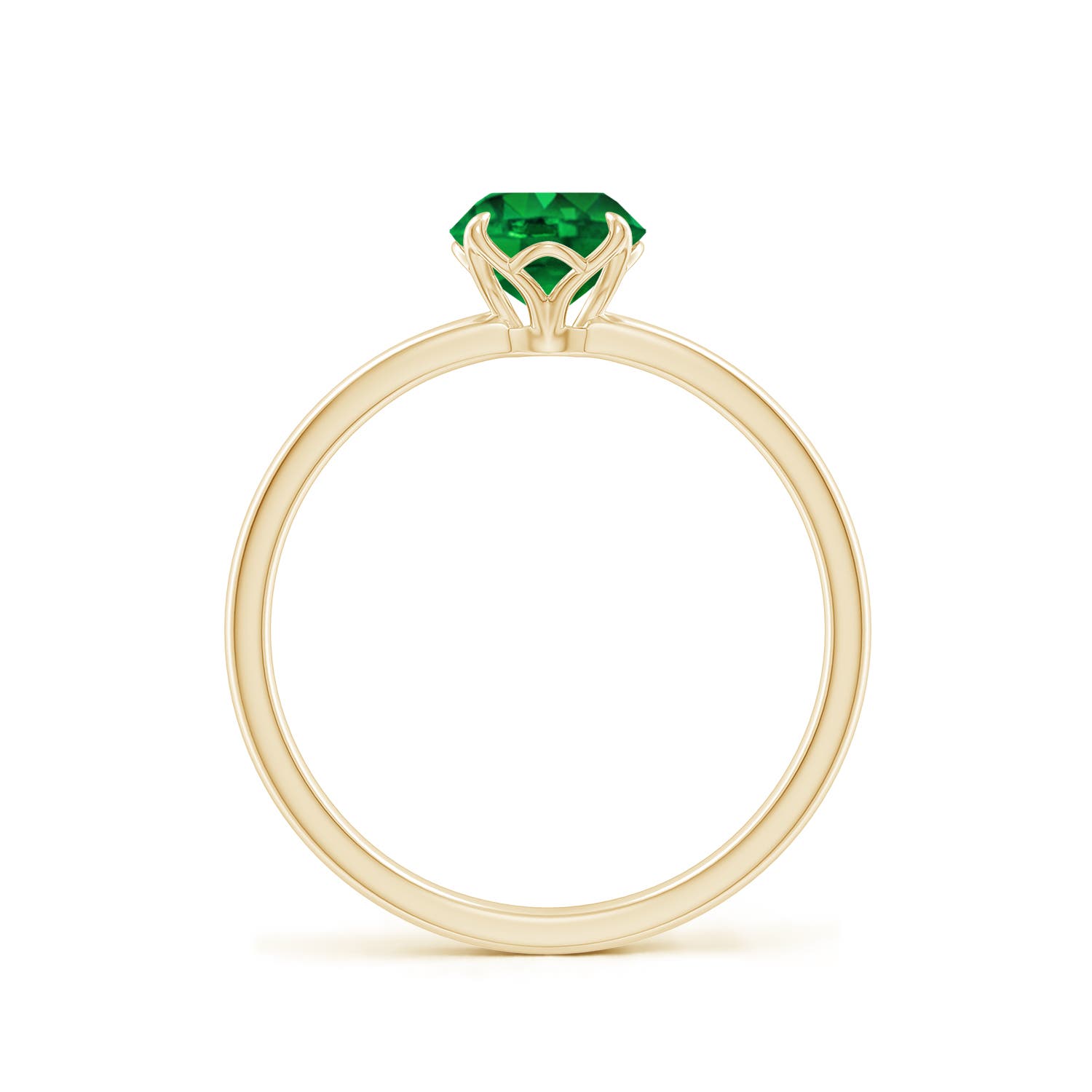 6mm AAAA Solitaire Round Emerald Classic Engagement Ring in Yellow Gold