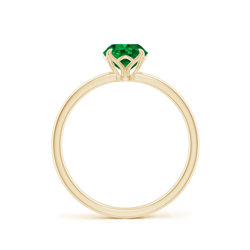 6mm AAAA Solitaire Round Emerald Classic Engagement Ring in Yellow Gold - side 199