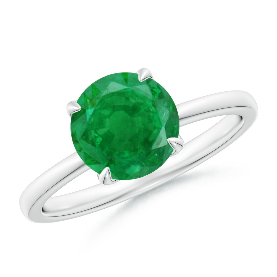 8mm AA Solitaire Round Emerald Classic Engagement Ring in P950 Platinum 