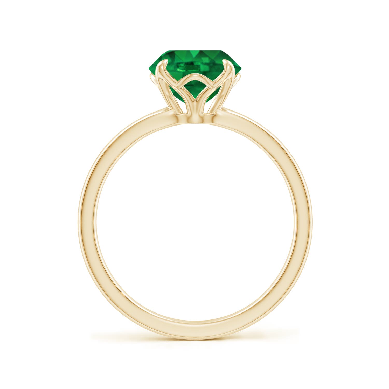 8mm AAA Solitaire Round Emerald Classic Engagement Ring in Yellow Gold