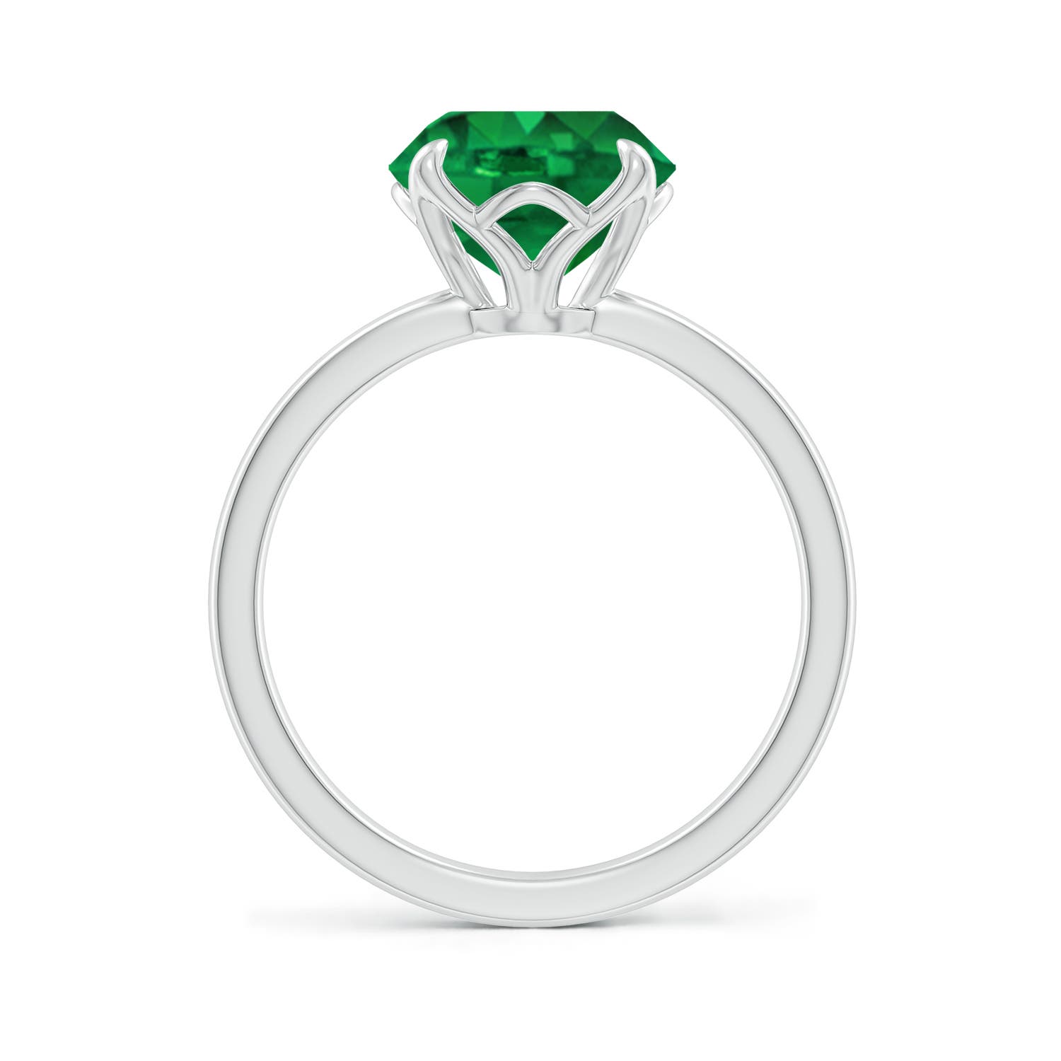9mm AAA Solitaire Round Emerald Classic Engagement Ring in White Gold