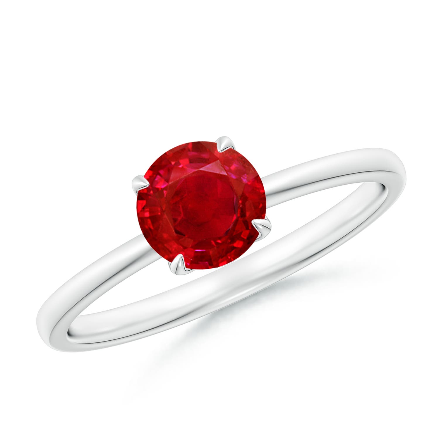 6mm AAA Solitaire Round Ruby Classic Engagement Ring in P950 Platinum