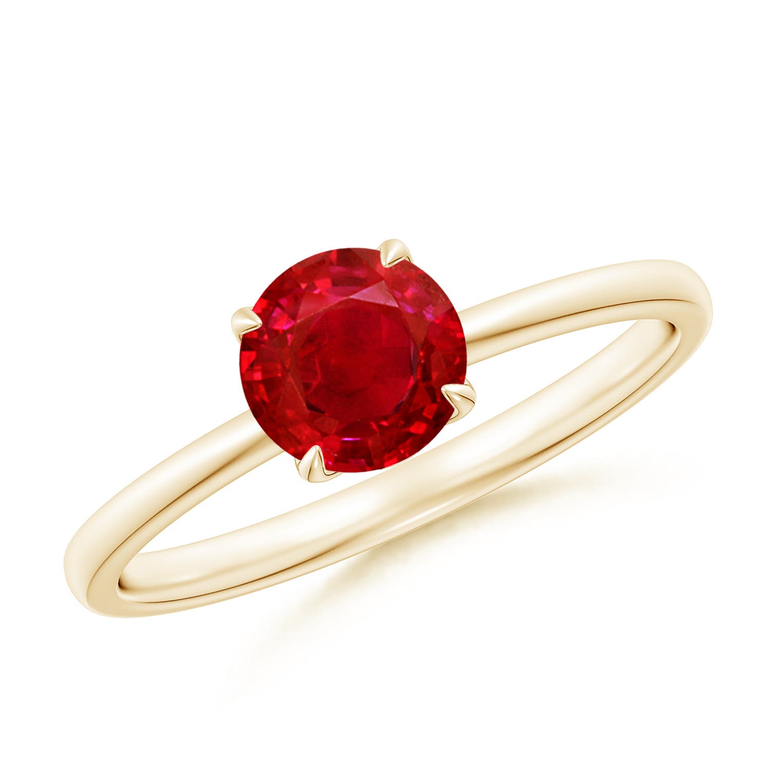6mm AAA Solitaire Round Ruby Classic Engagement Ring in Yellow Gold