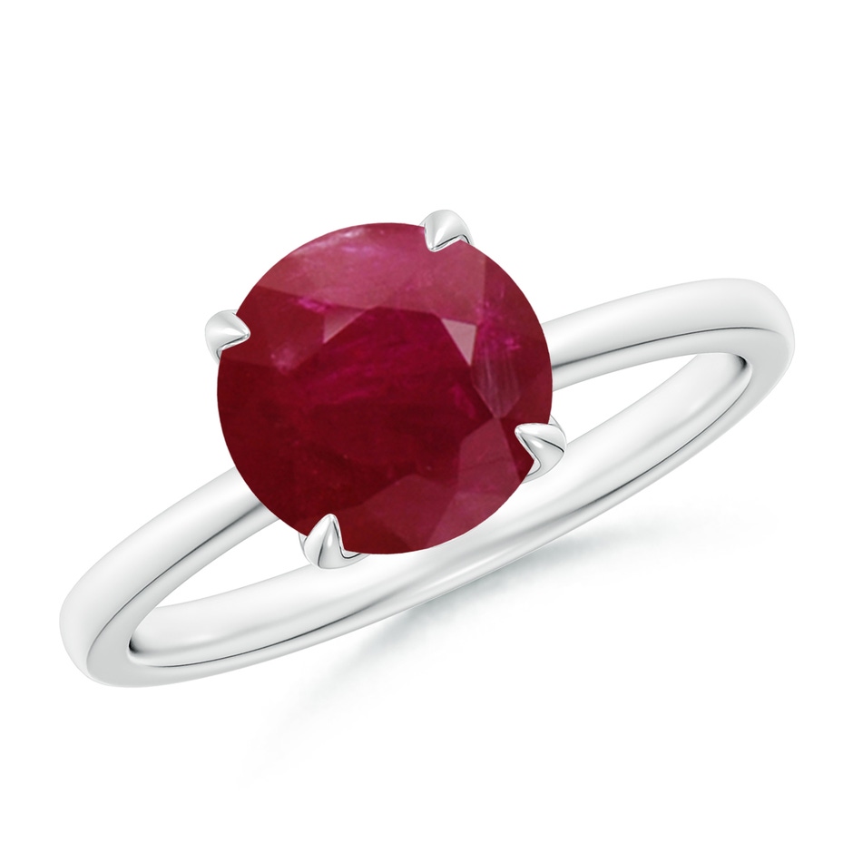8mm A Solitaire Round Ruby Classic Engagement Ring in P950 Platinum 
