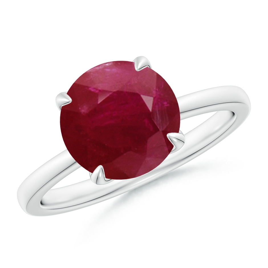 9mm A Solitaire Round Ruby Classic Engagement Ring in P950 Platinum 