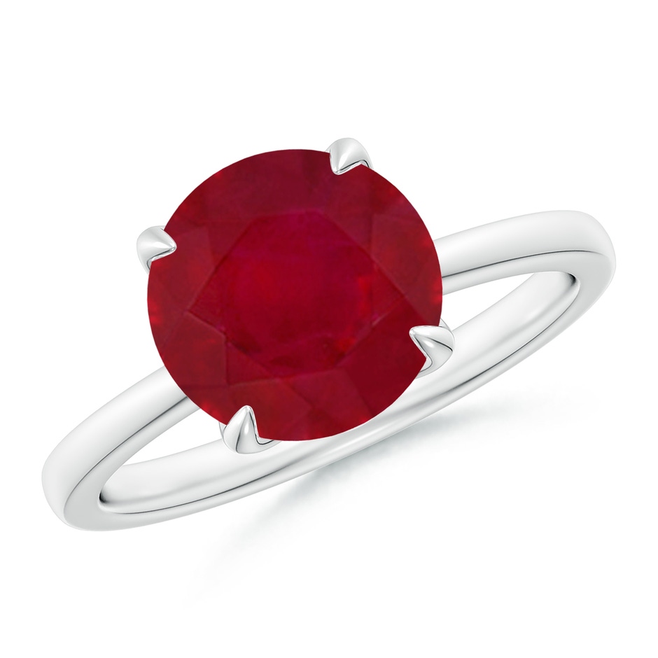 9mm AA Solitaire Round Ruby Classic Engagement Ring in P950 Platinum 