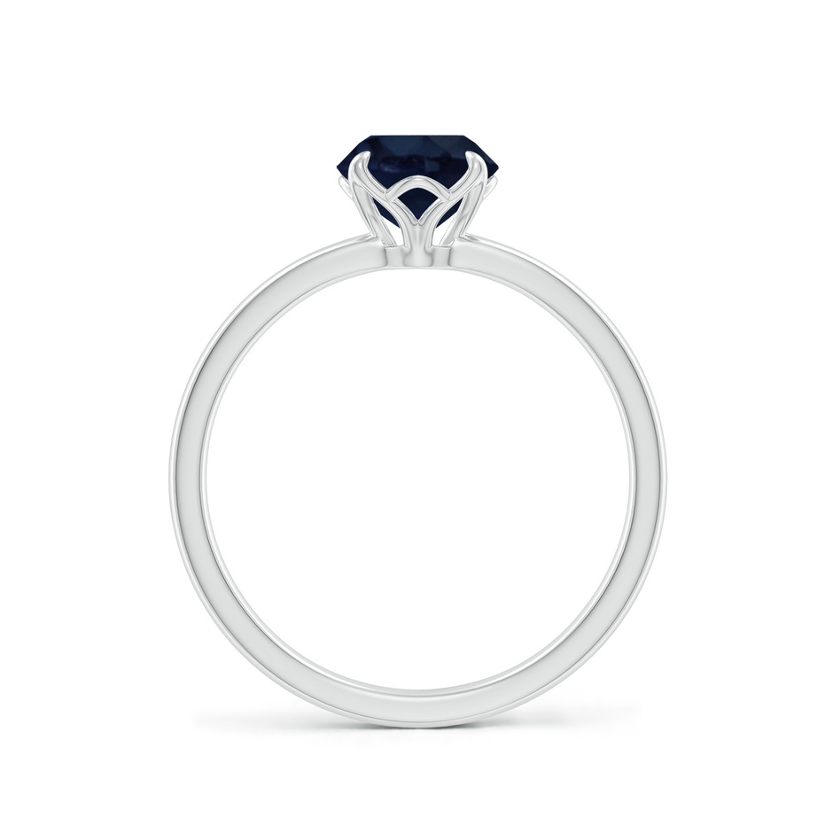 6.5mm A Solitaire Round Blue Sapphire Classic Engagement Ring in White Gold side 199