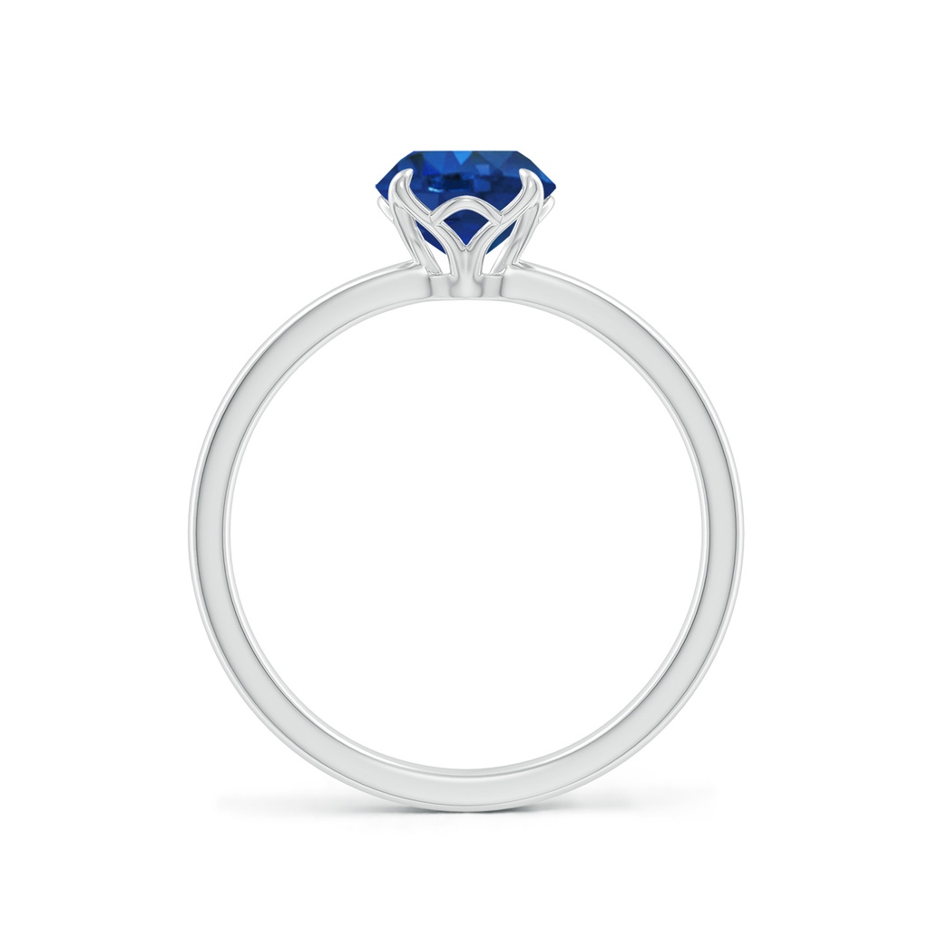 6.5mm AAA Solitaire Round Blue Sapphire Classic Engagement Ring in White Gold - side 199