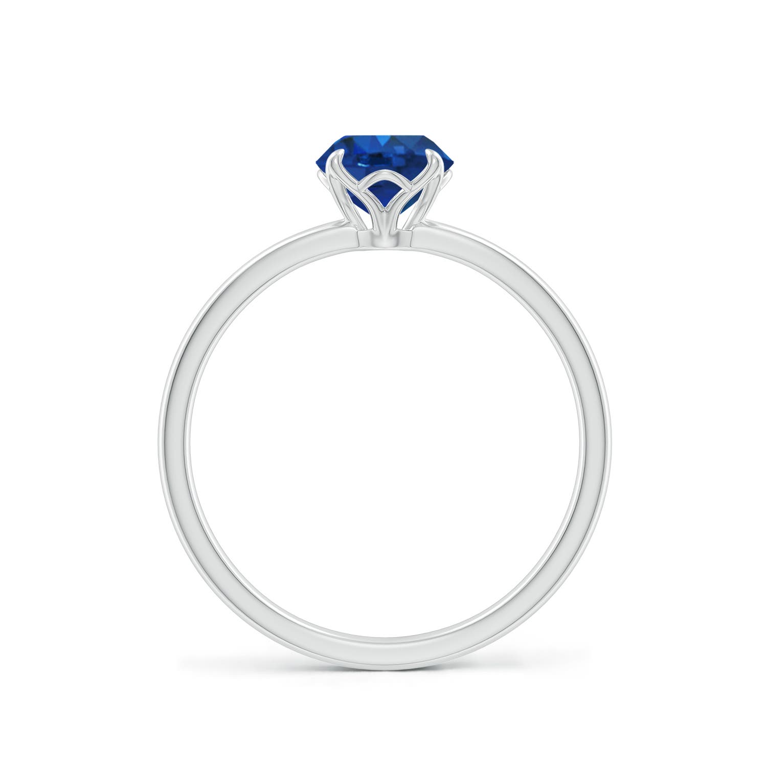 6mm AAA Solitaire Round Blue Sapphire Classic Engagement Ring in White Gold