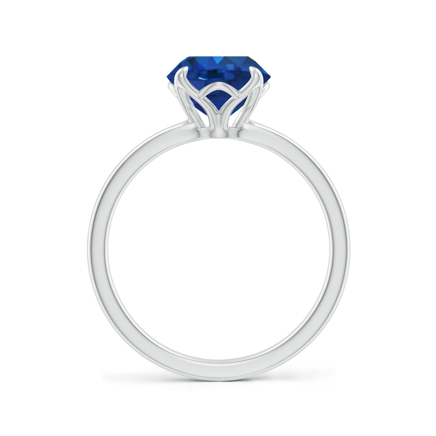 8mm AAA Solitaire Round Blue Sapphire Classic Engagement Ring in White Gold
