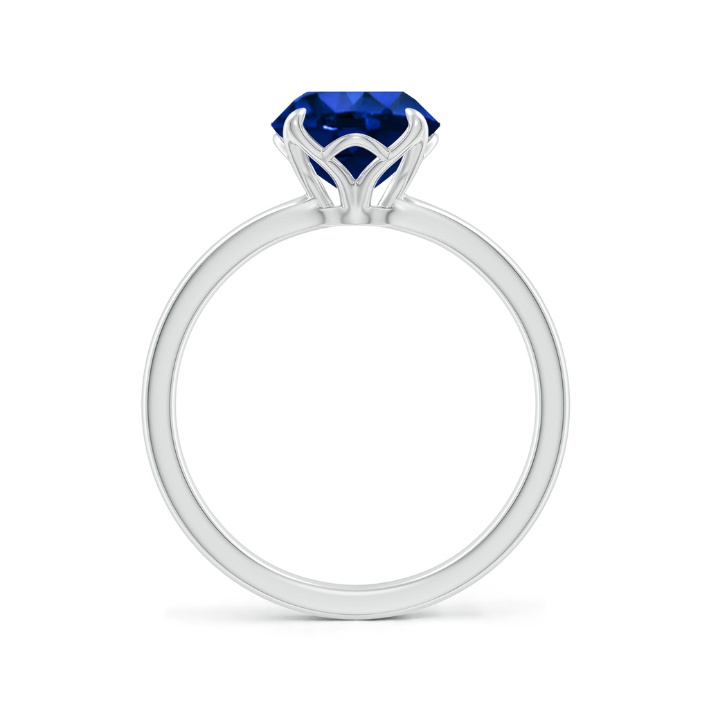 8mm Lab-Grown Solitaire Round Blue Sapphire Classic Engagement Ring in White Gold - side 199