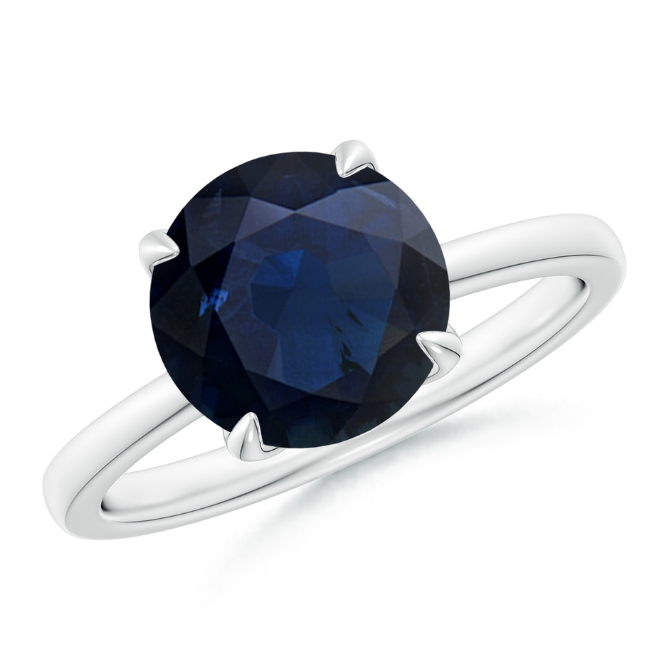 9mm A Solitaire Round Blue Sapphire Classic Engagement Ring in White Gold 