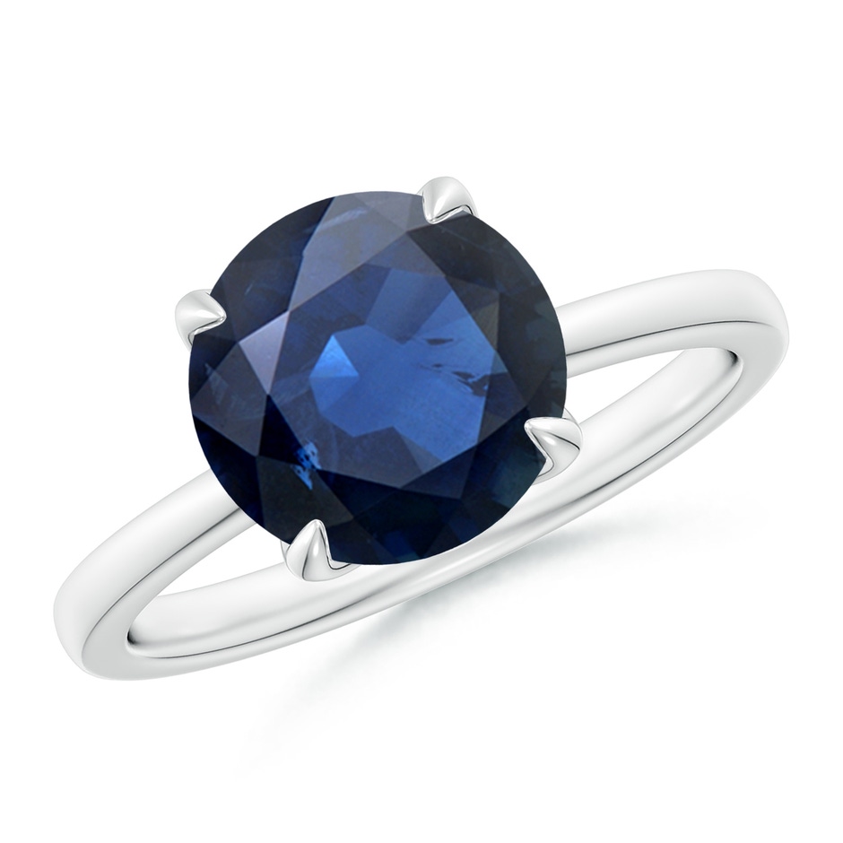 9mm AA Solitaire Round Blue Sapphire Classic Engagement Ring in P950 Platinum 